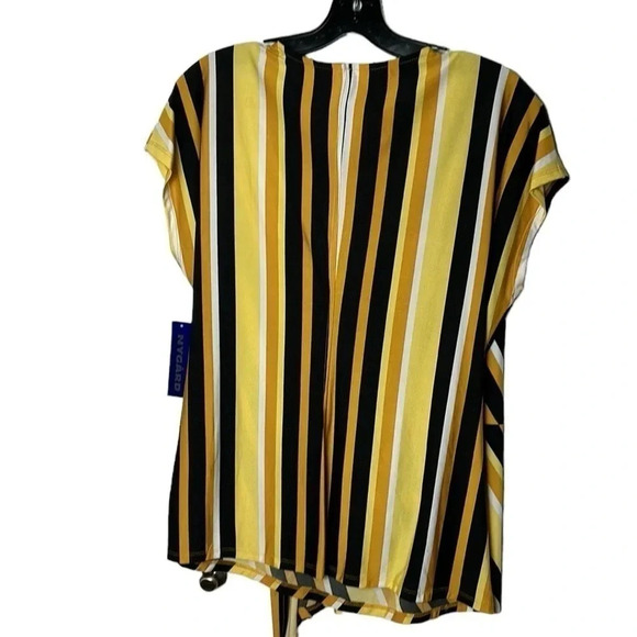 Blouse ,NWT,  semi wrap,diagonal striped,flattering,bold,lagenlook , - Picture 6 of 9